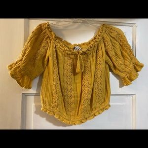 Floral lace off the shoulder crop top